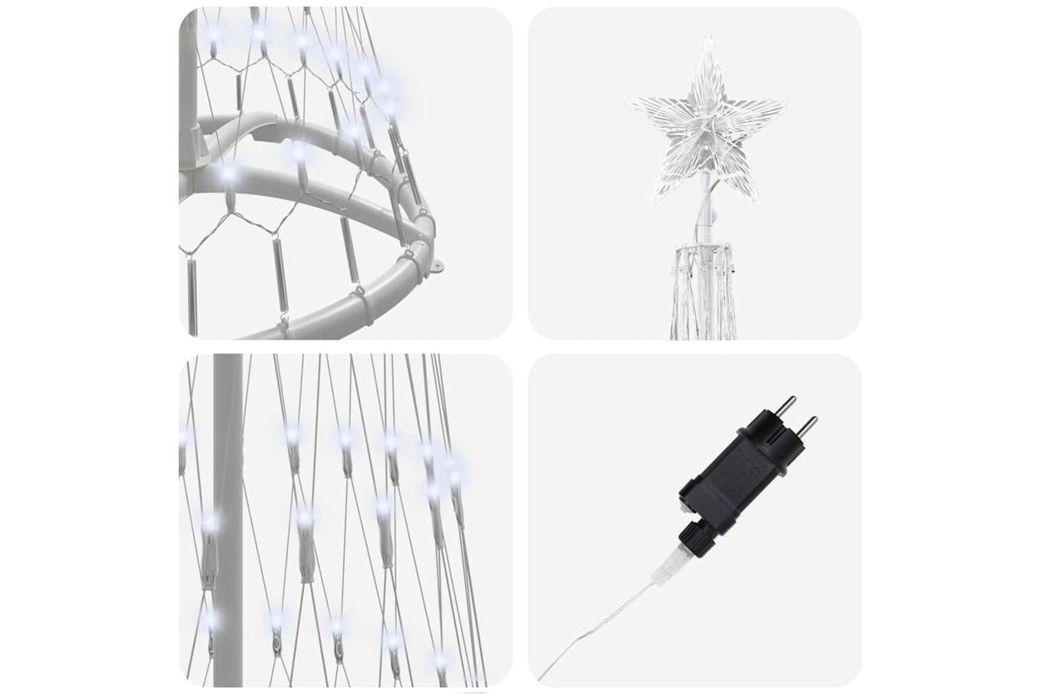 Vidaxl Led Christmas Tree With Stand Cool White 51 X 51 X 190 Cm Metal-6