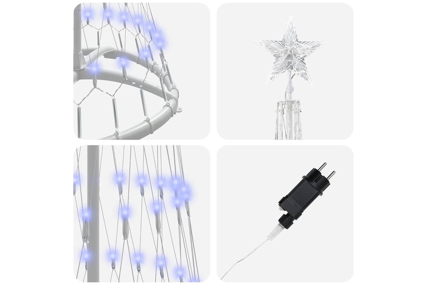 Vidaxl Led Christmas Tree With 230 Leds Blue 51 X 51 X 190 Cm Metal-6