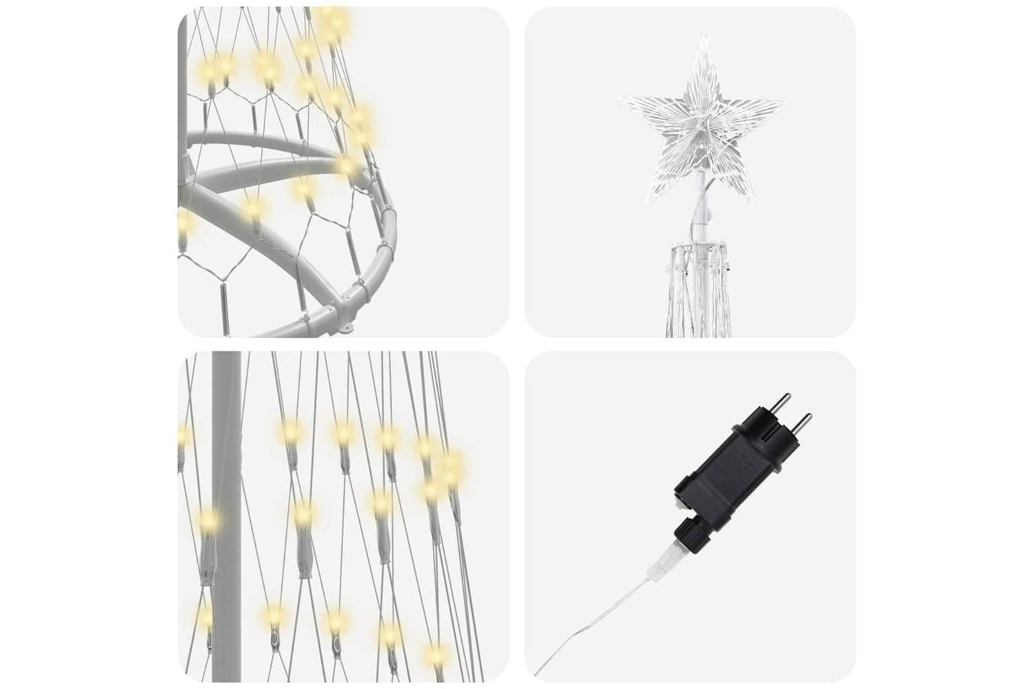 Vidaxl Led Christmas Tree With Stand Warm White 70 X 70 X 250 Cm Metal-6