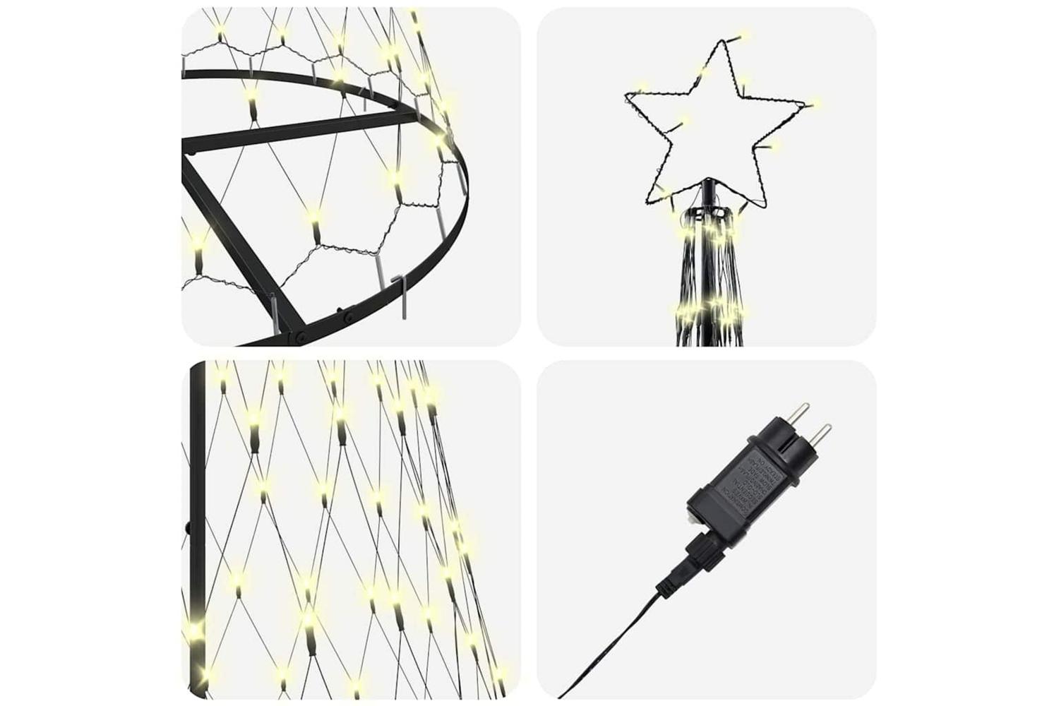 Vidaxl Led Christmas Tree Warm White 100 X 100 X 250 Cm Metal-6