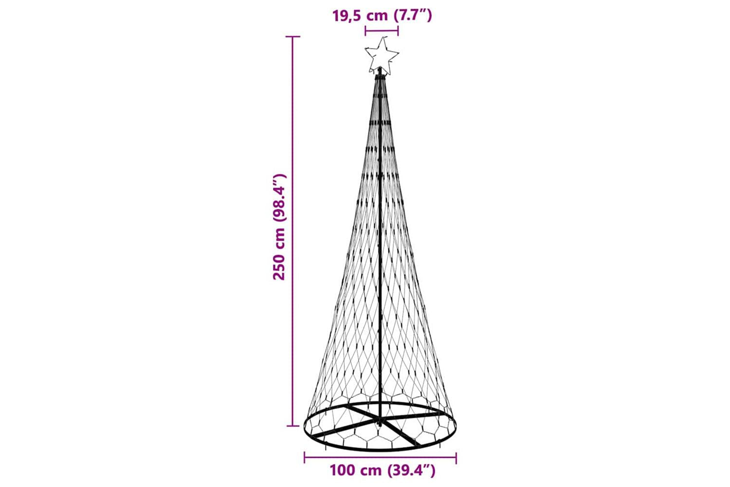 Vidaxl Led Christmas Tree With 290 Leds Blue 100 X 100 X 250 Cm Metal-8