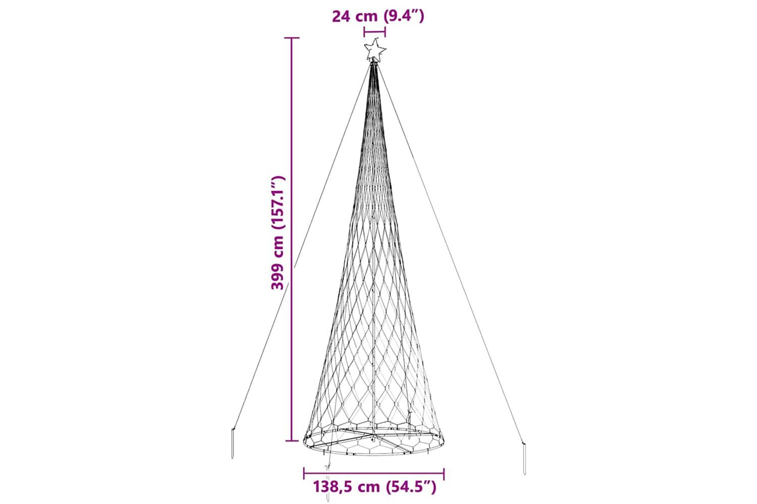 Vidaxl Led Christmas Tree Multicolour 1385 X 1385 X 399 Cm Metal-9