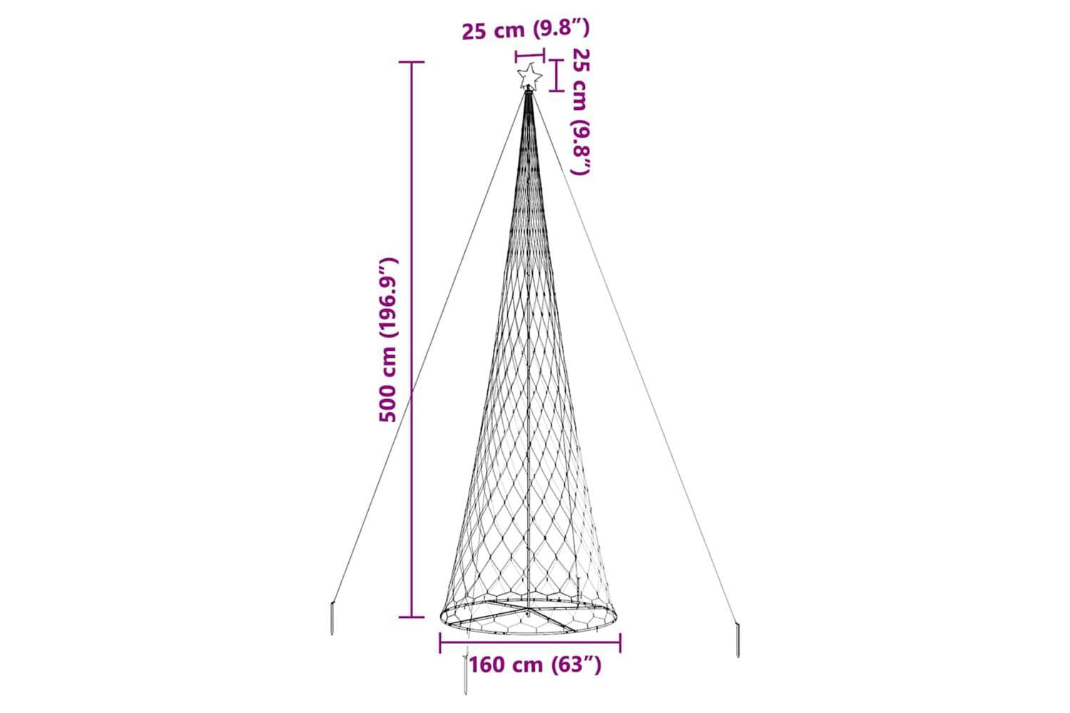 Vidaxl Led Christmas Tree Warm White 160 X 160 X 500 Cm Metal-9
