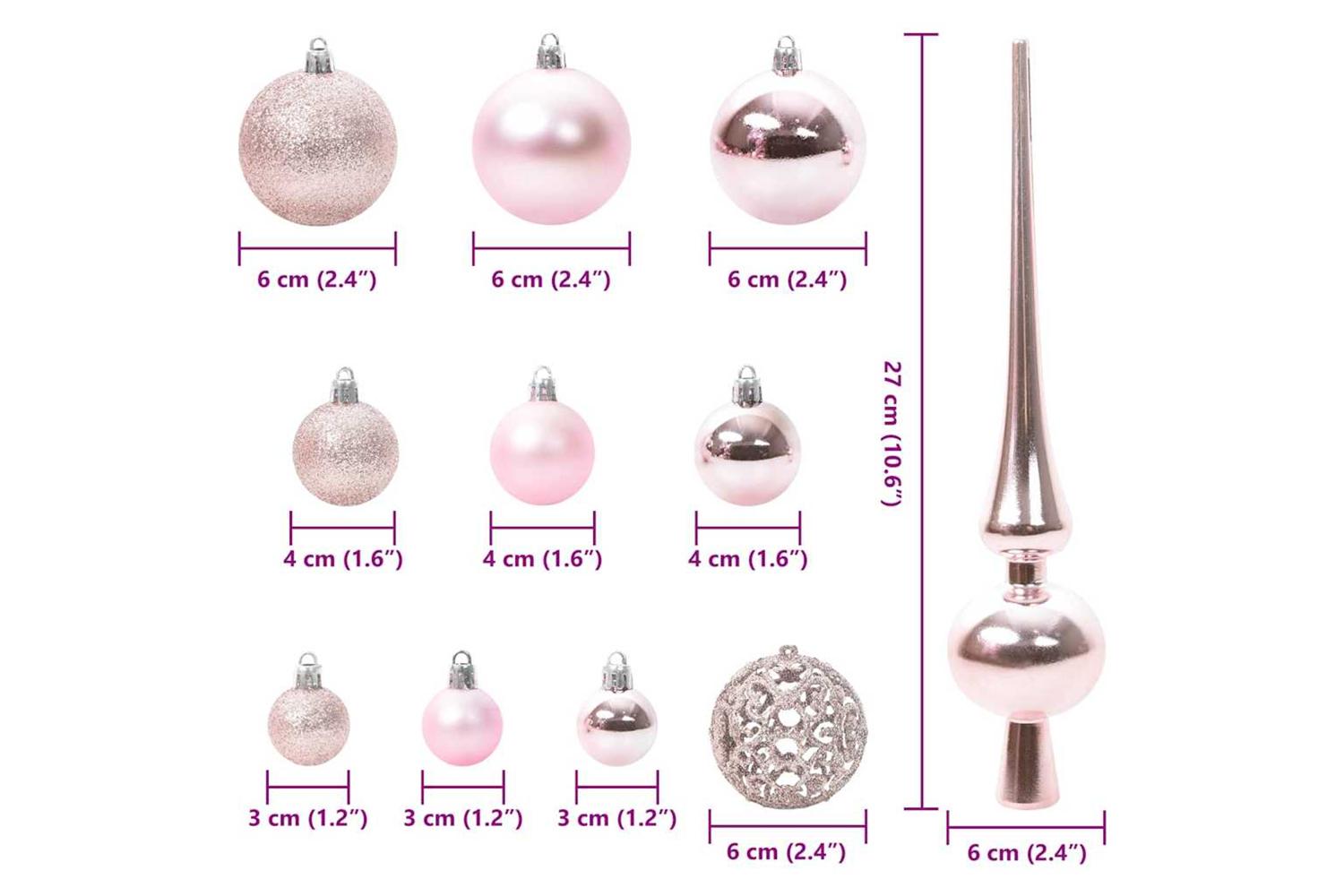 Vidaxl Christmas Bauble Set With 150 Leds 61 Pcs Pink Plastic-9