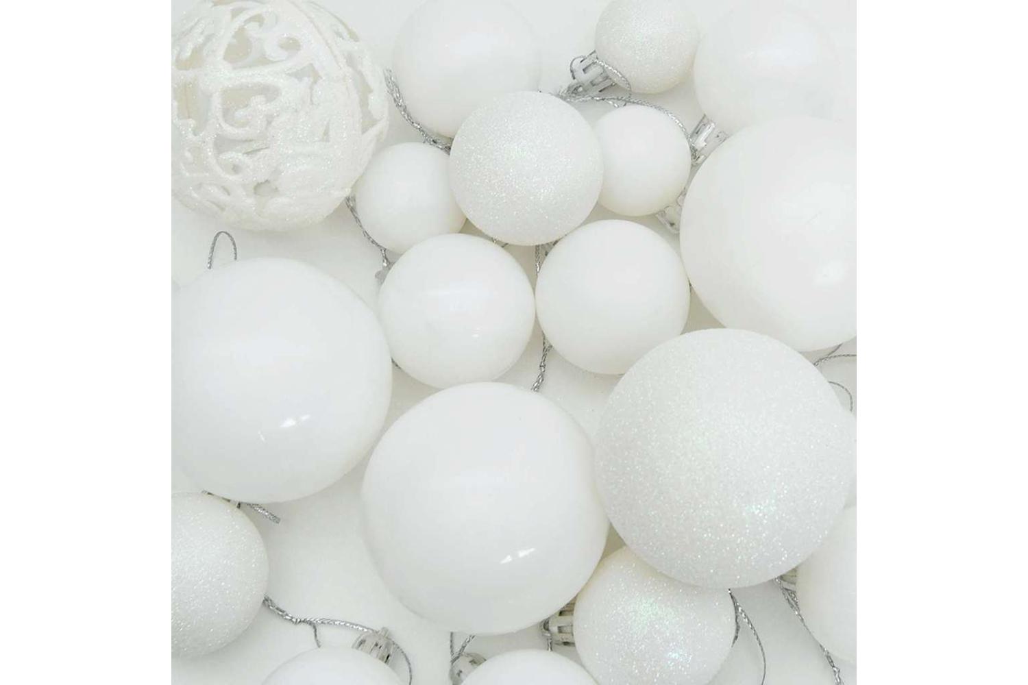 Vidaxl Christmas Bauble Set With 300 Leds 120 Pcs White Plastic-7