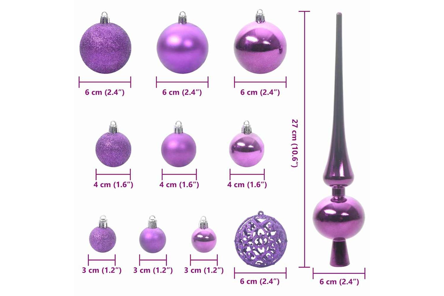 Vidaxl Christmas Bauble Set With 150 Leds 61 Pcs Lilac Plastic-9