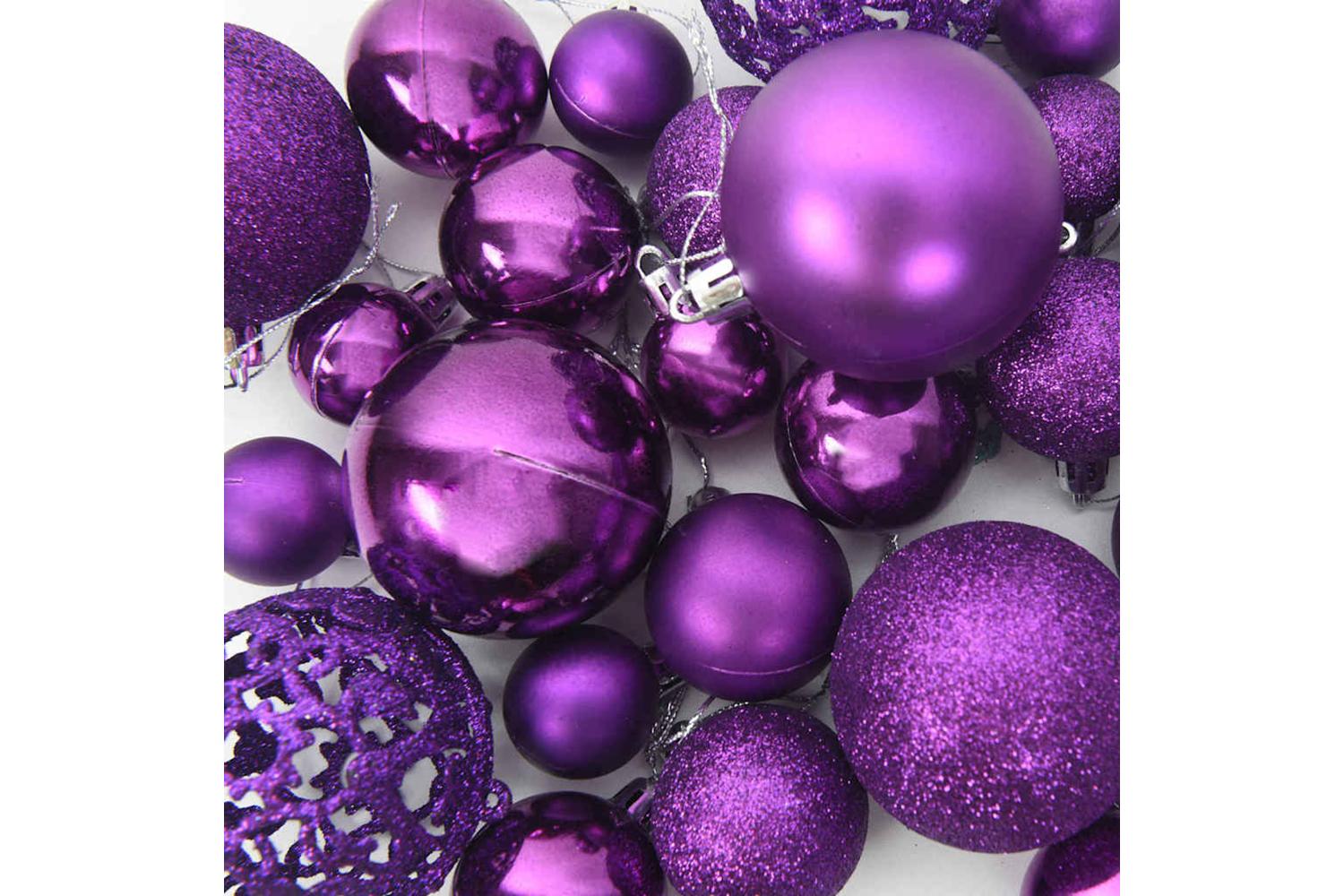 Vidaxl Christmas Bauble Set With 300 Leds 120 Pcs Lilac Plastic-7