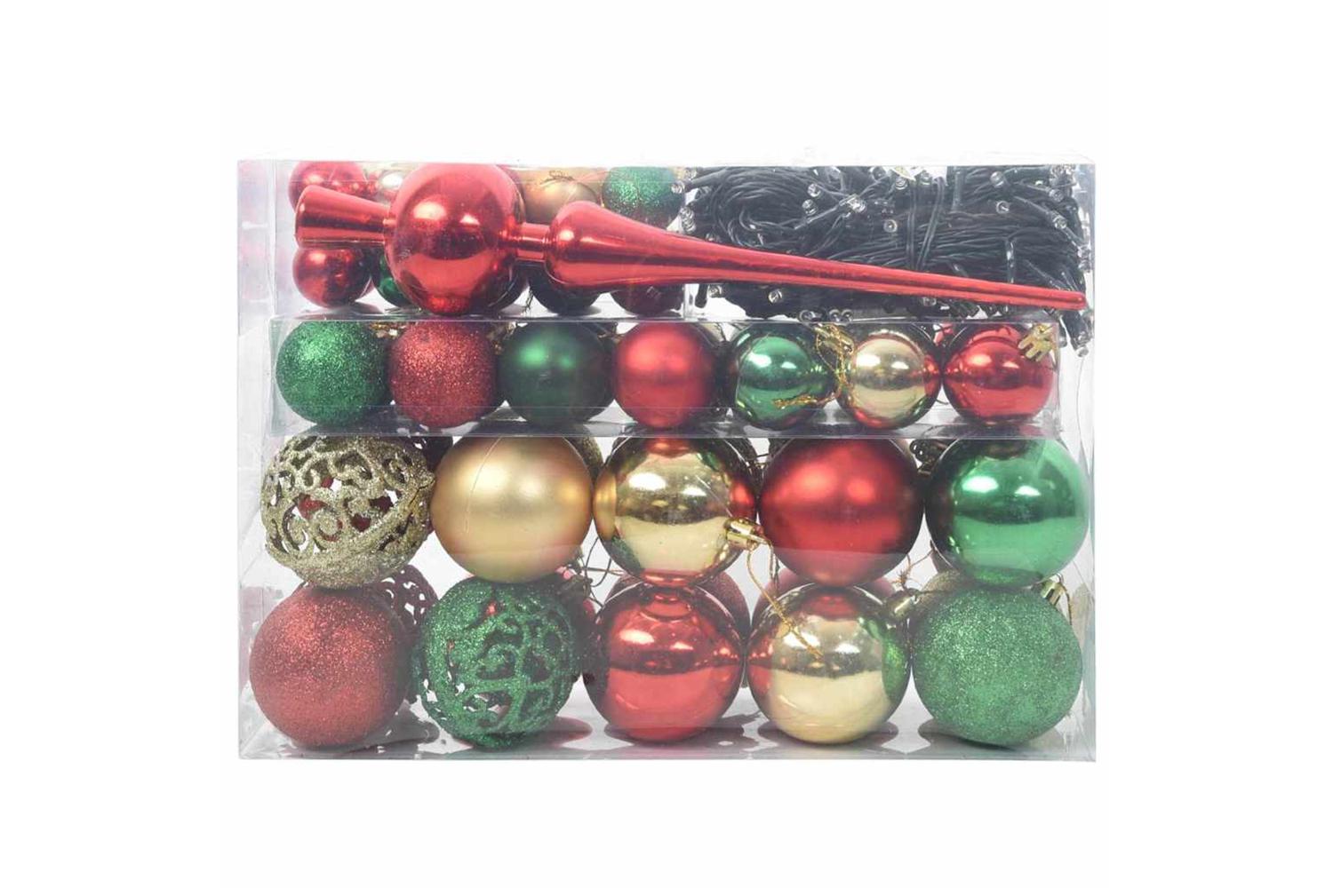 Vidaxl Christmas Bauble Set With 150 Leds 61 Pcs Multicolour Plastic-3