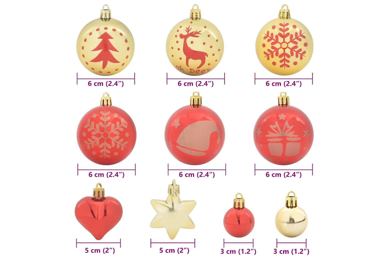 Vidaxl Christmas Bauble Set 40 Pcs Gold And Red-7