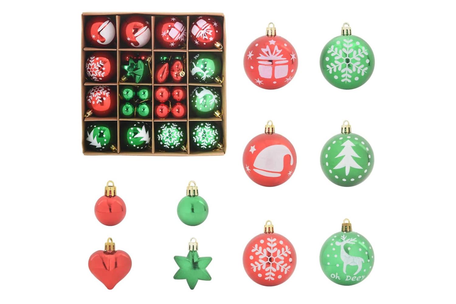 Vidaxl Christmas Bauble Set 40 Pcs Red And Green-2