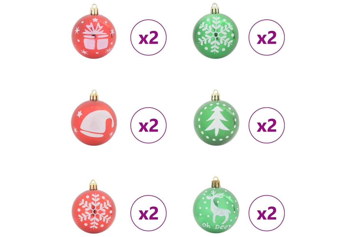 Vidaxl Christmas Bauble Set 40 Pcs Red And Green-4
