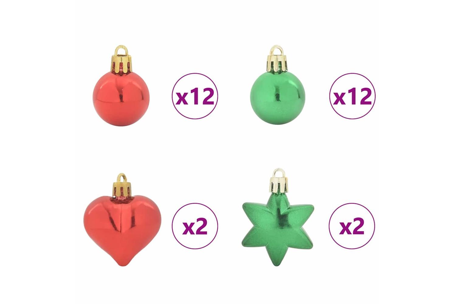 Vidaxl Christmas Bauble Set 40 Pcs Red And Green-5