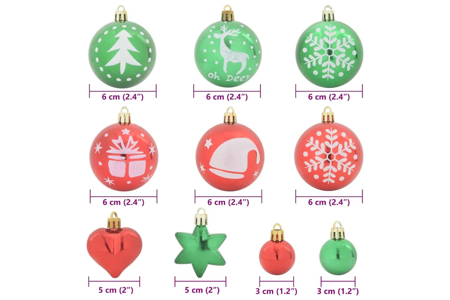 Vidaxl Christmas Bauble Set 40 Pcs Red And Green-7