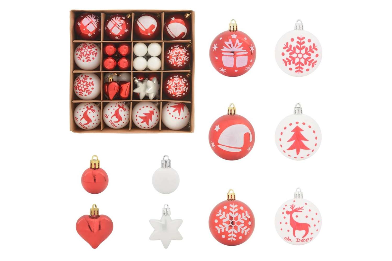 Vidaxl Christmas Bauble Set 40 Pcs Red And White-2