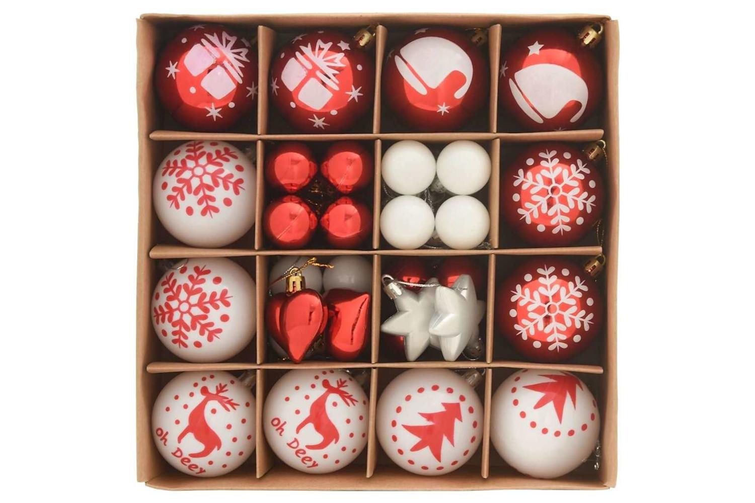 Vidaxl Christmas Bauble Set 40 Pcs Red And White-3