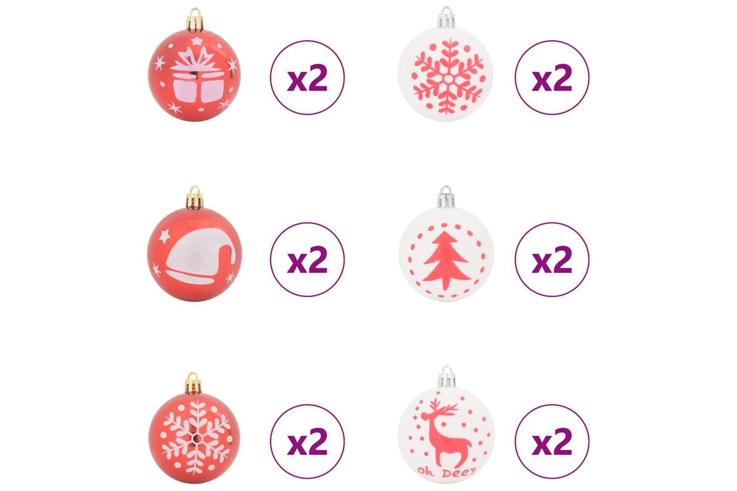 Vidaxl Christmas Bauble Set 40 Pcs Red And White-4