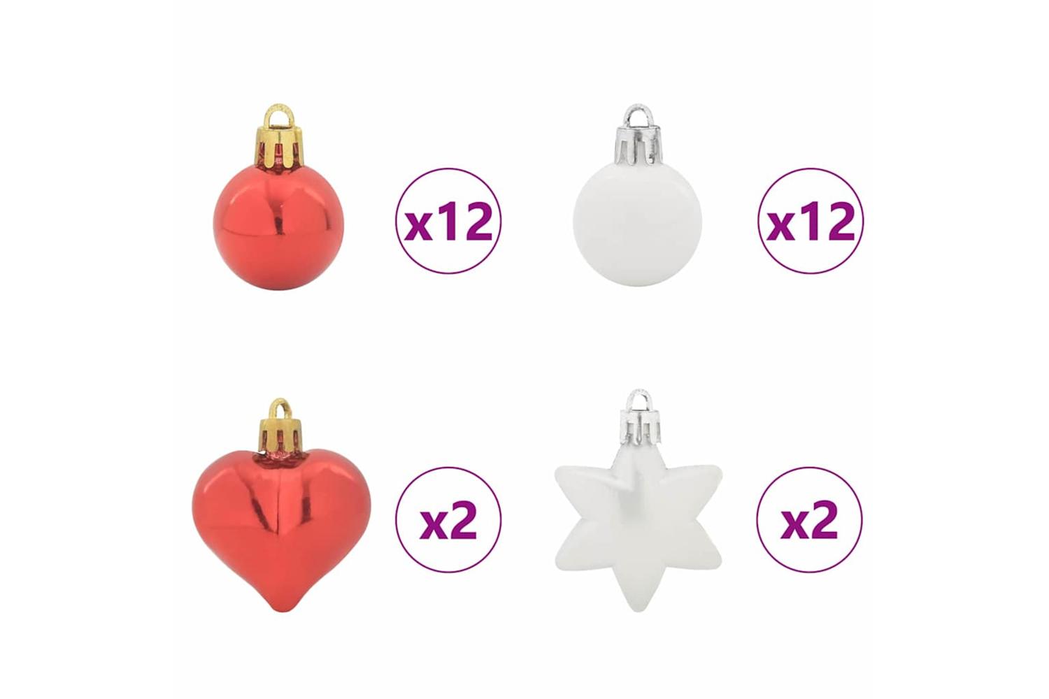 Vidaxl Christmas Bauble Set 40 Pcs Red And White-5