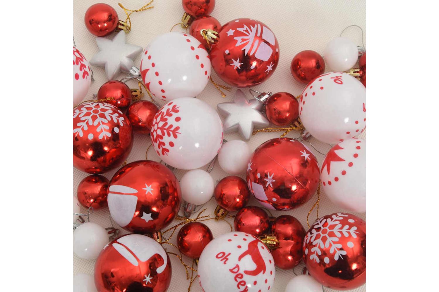Vidaxl Christmas Bauble Set 40 Pcs Red And White-6