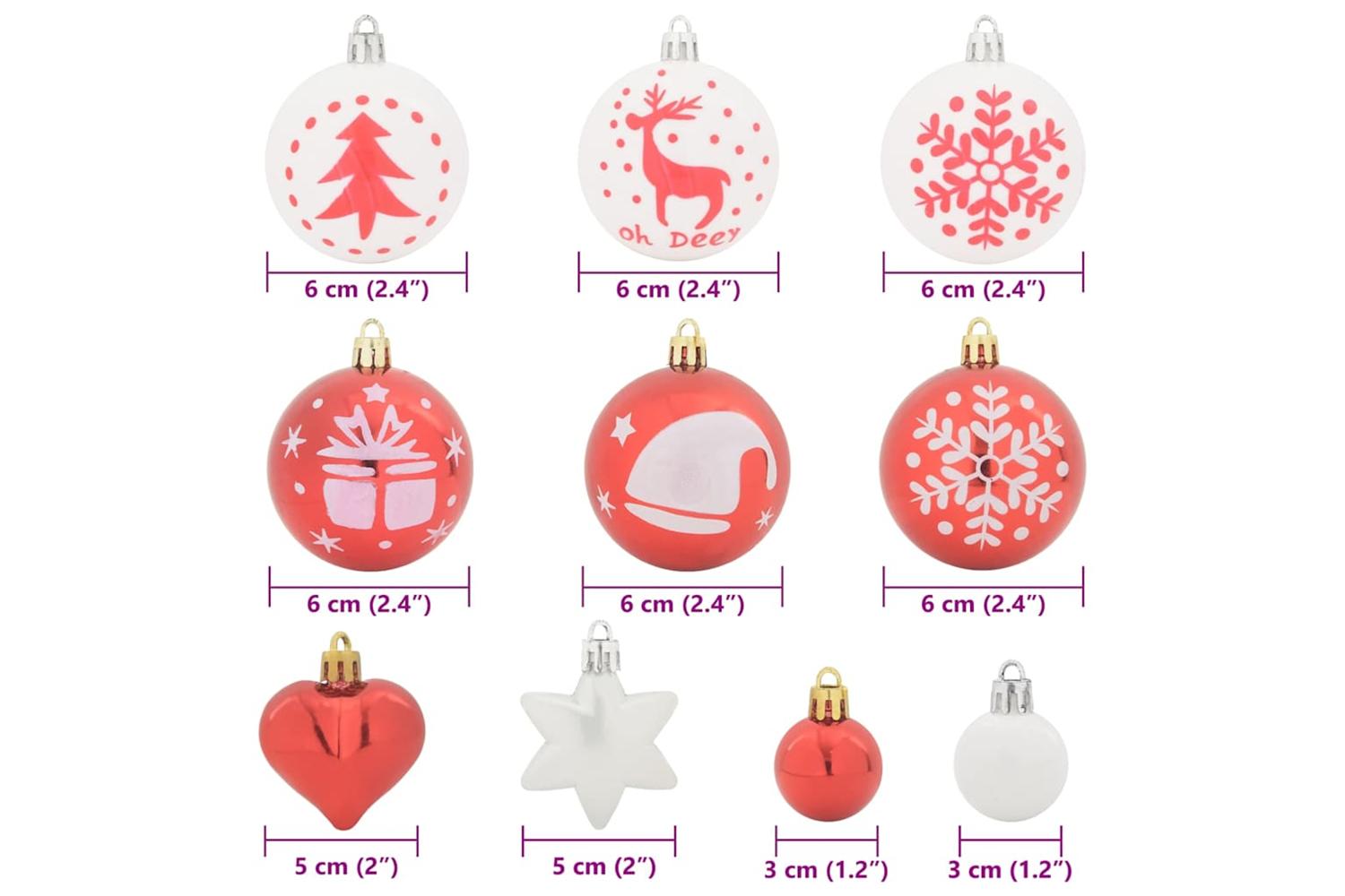 Vidaxl Christmas Bauble Set 40 Pcs Red And White-7