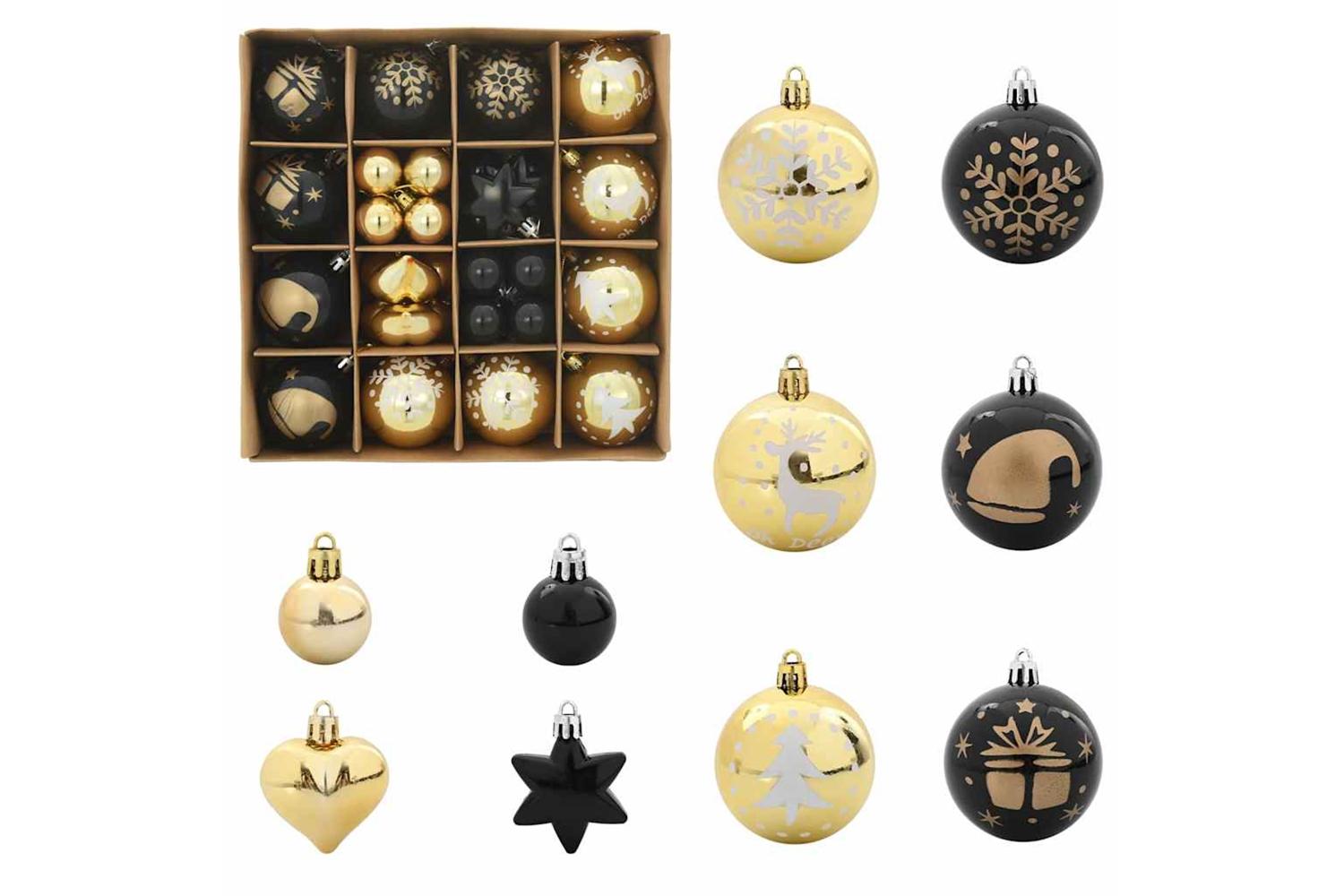 Vidaxl Christmas Bauble Set 40 Pcs Black And Gold-2