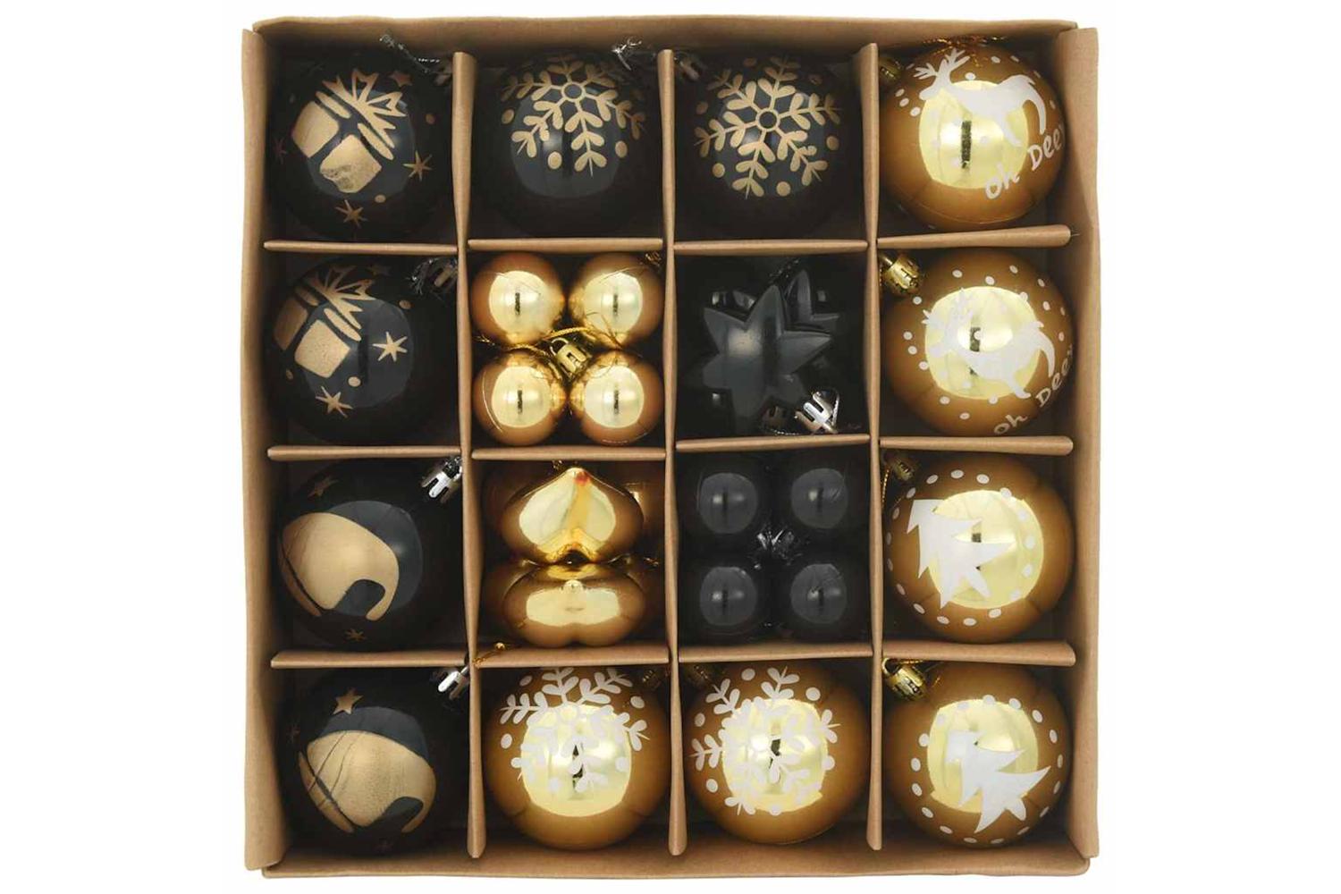 Vidaxl Christmas Bauble Set 40 Pcs Black And Gold-3