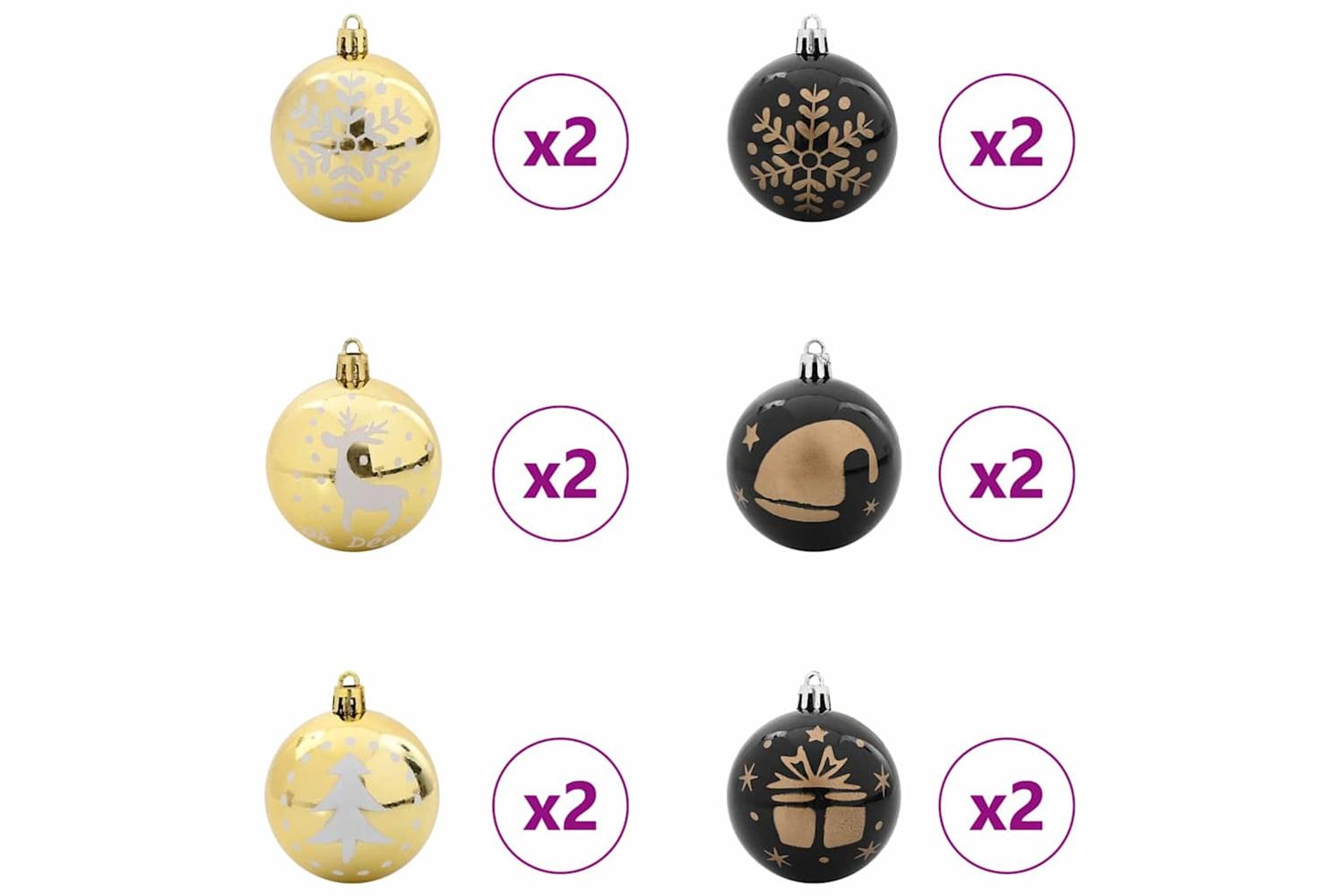 Vidaxl Christmas Bauble Set 40 Pcs Black And Gold-4