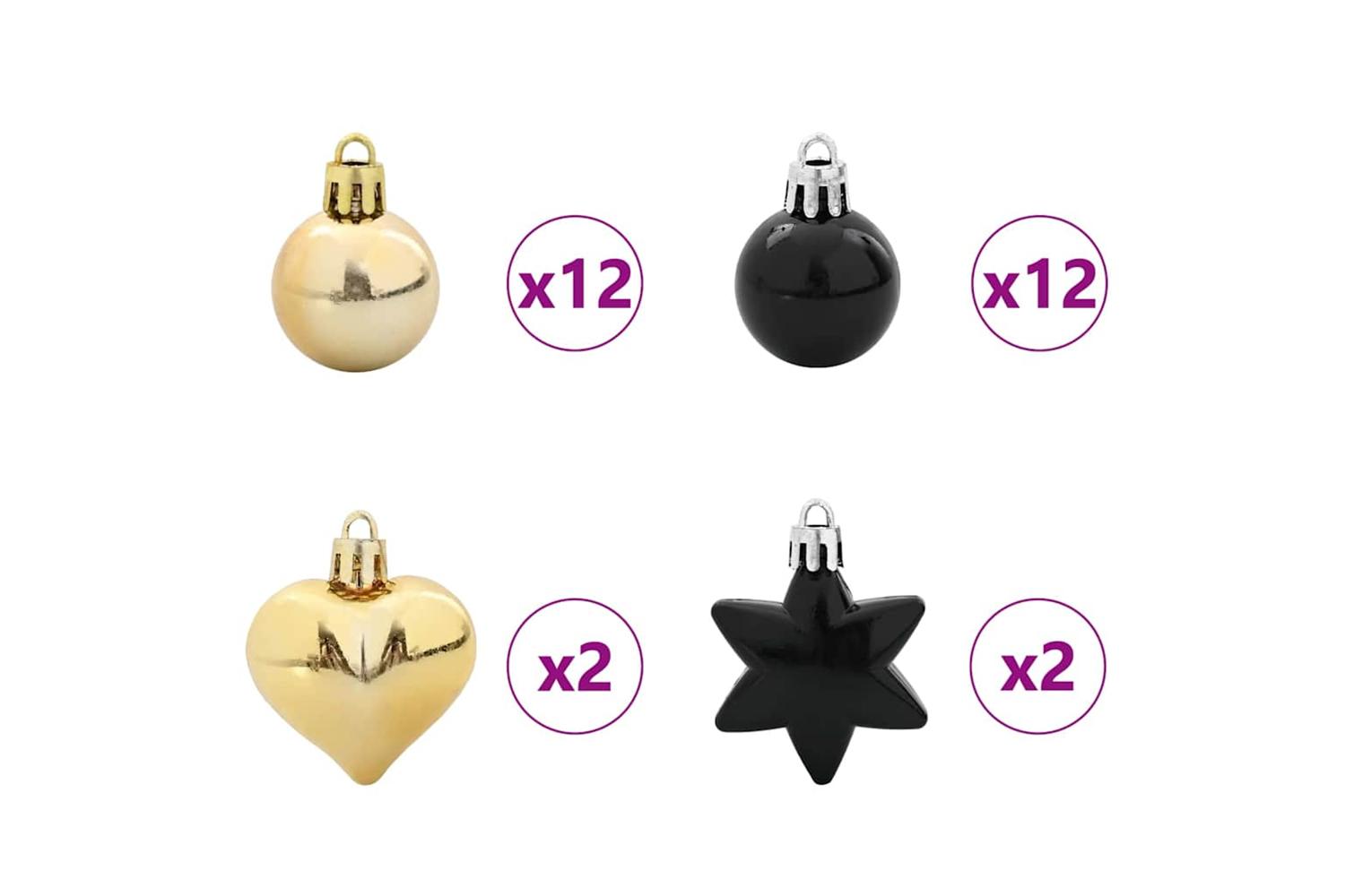 Vidaxl Christmas Bauble Set 40 Pcs Black And Gold-5