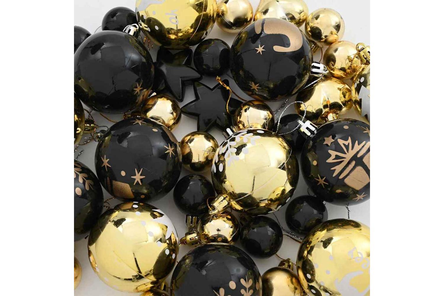 Vidaxl Christmas Bauble Set 40 Pcs Black And Gold-6