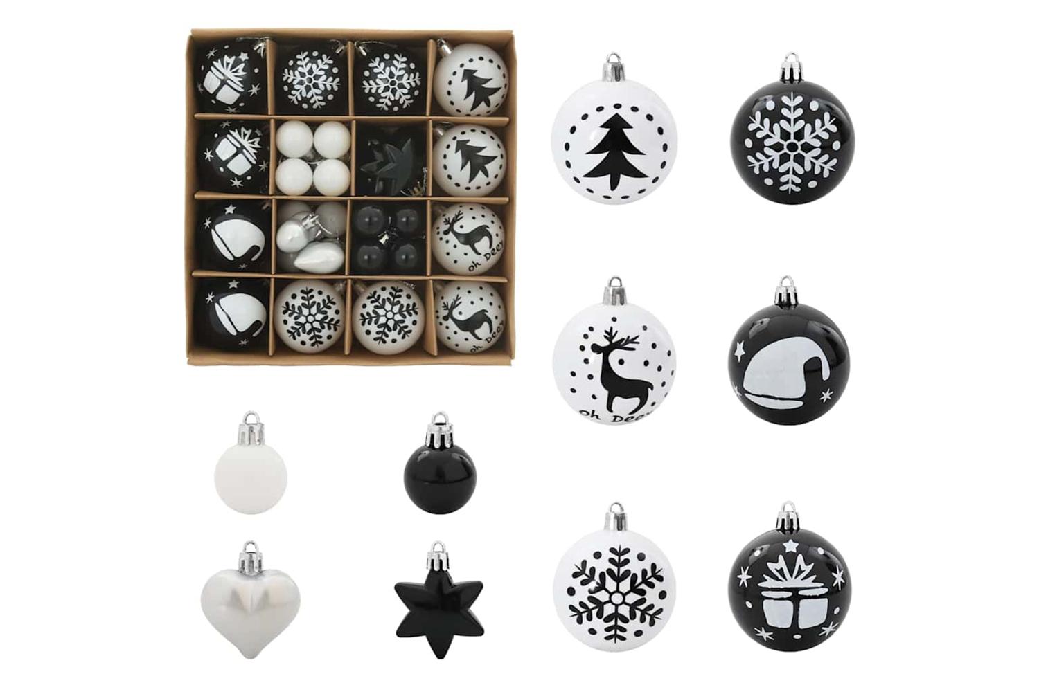 Vidaxl Christmas Bauble Set 40 Pcs Black And White-2