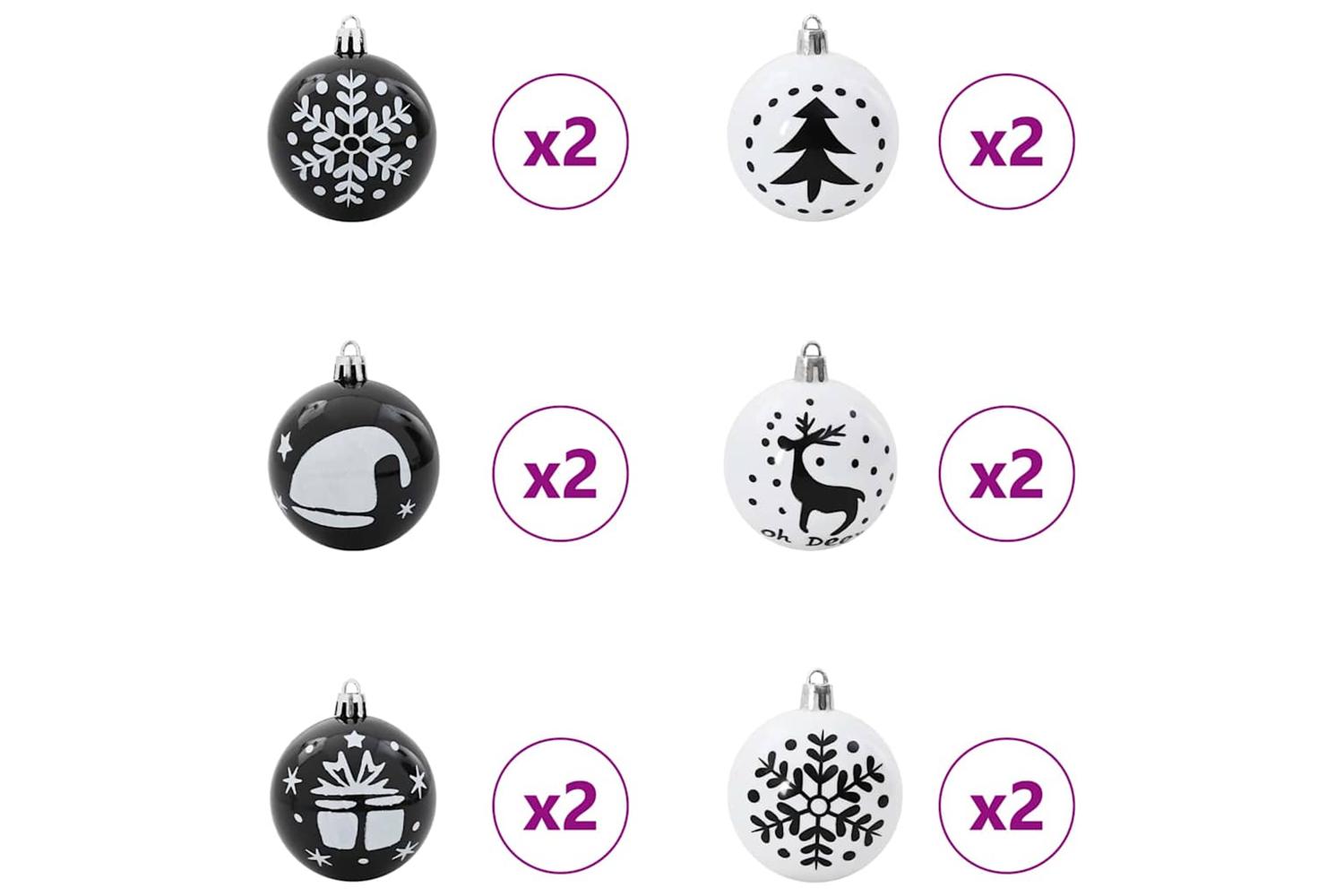 Vidaxl Christmas Bauble Set 40 Pcs Black And White-4