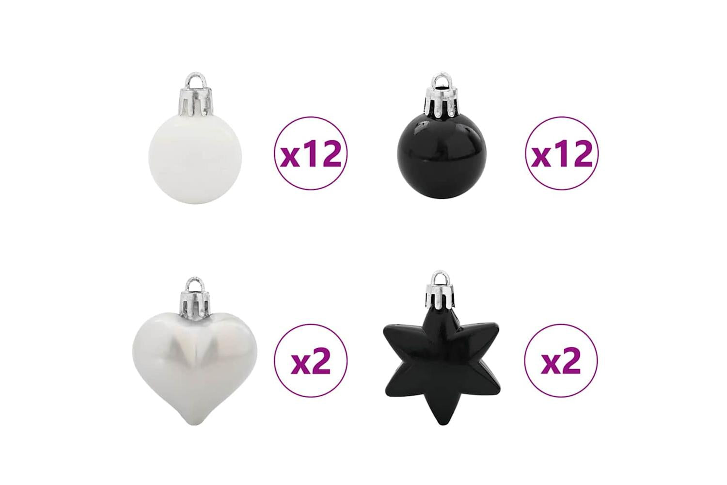 Vidaxl Christmas Bauble Set 40 Pcs Black And White-5
