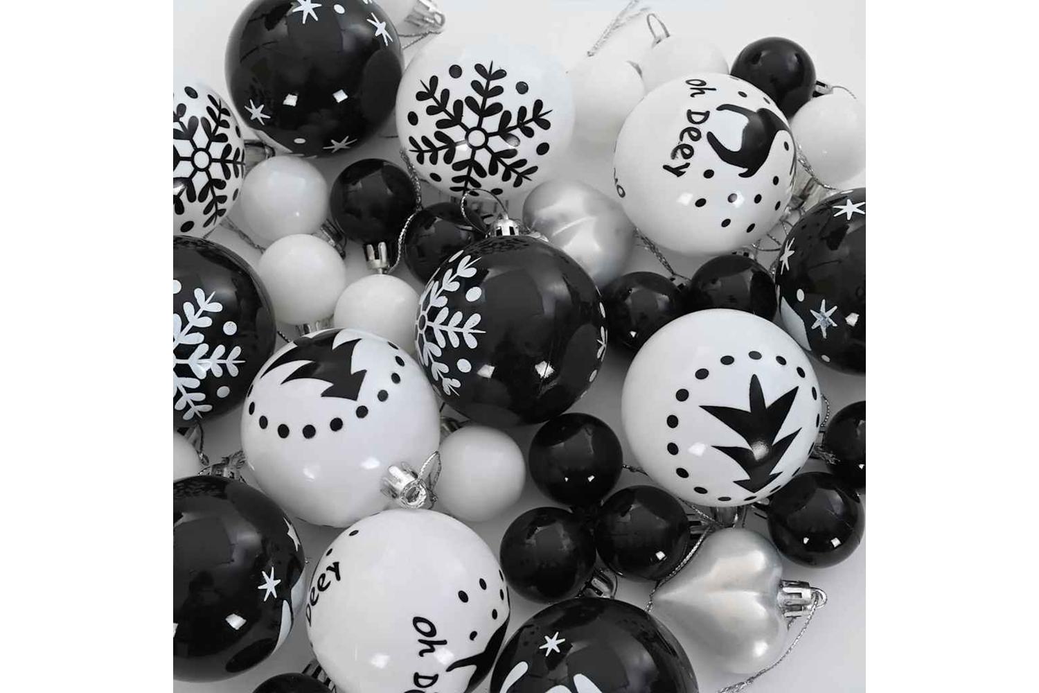 Vidaxl Christmas Bauble Set 40 Pcs Black And White-6