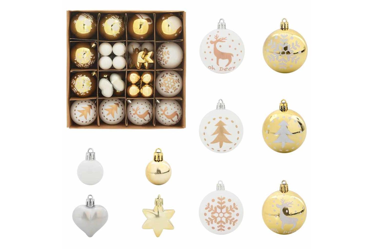Vidaxl Christmas Bauble Set 40 Pcs White And Gold-2