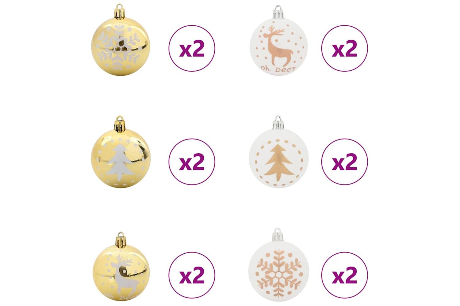 Vidaxl Christmas Bauble Set 40 Pcs White And Gold-4