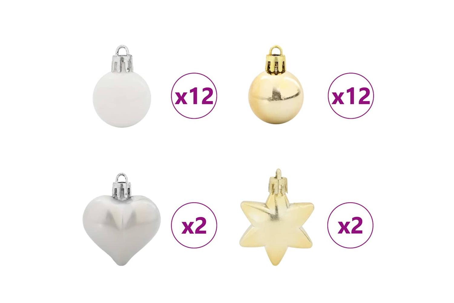 Vidaxl Christmas Bauble Set 40 Pcs White And Gold-5