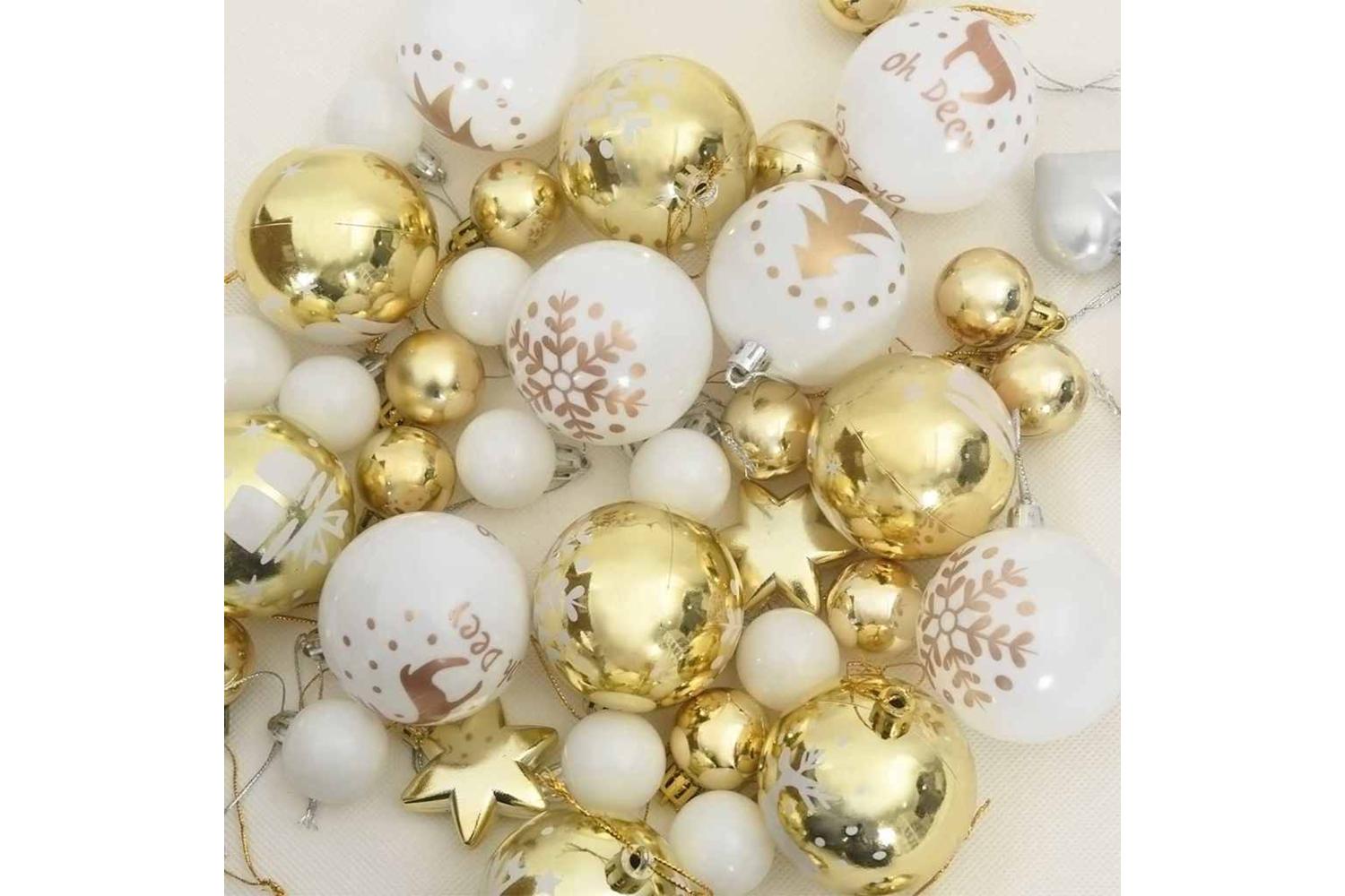 Vidaxl Christmas Bauble Set 40 Pcs White And Gold-6