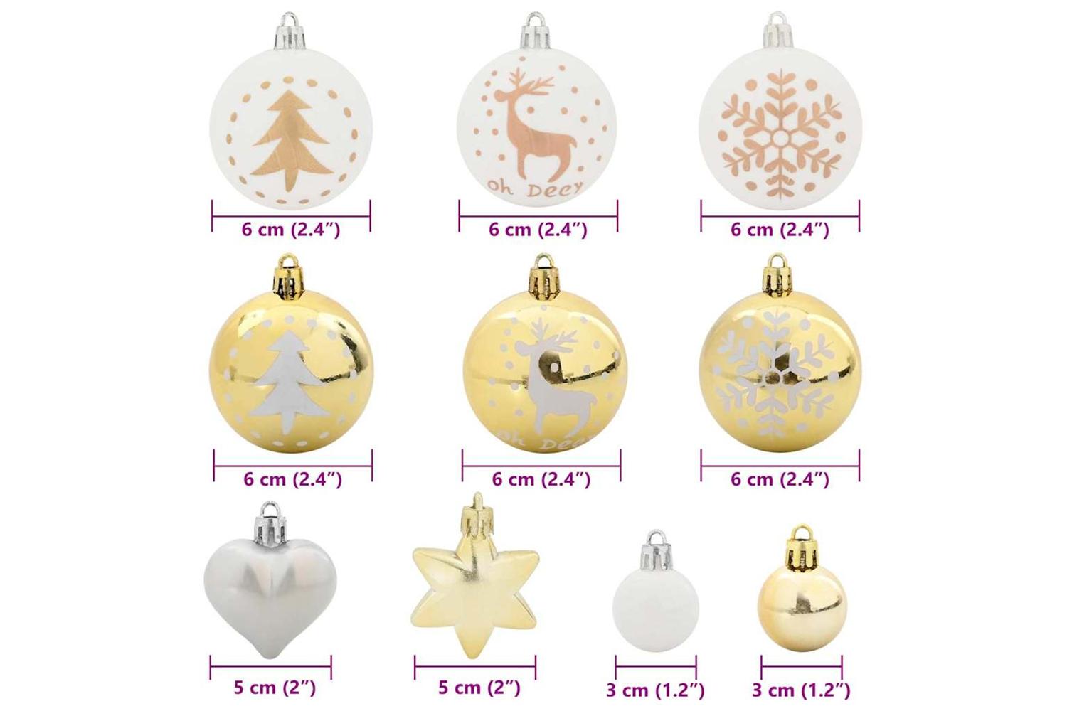 Vidaxl Christmas Bauble Set 40 Pcs White And Gold-7