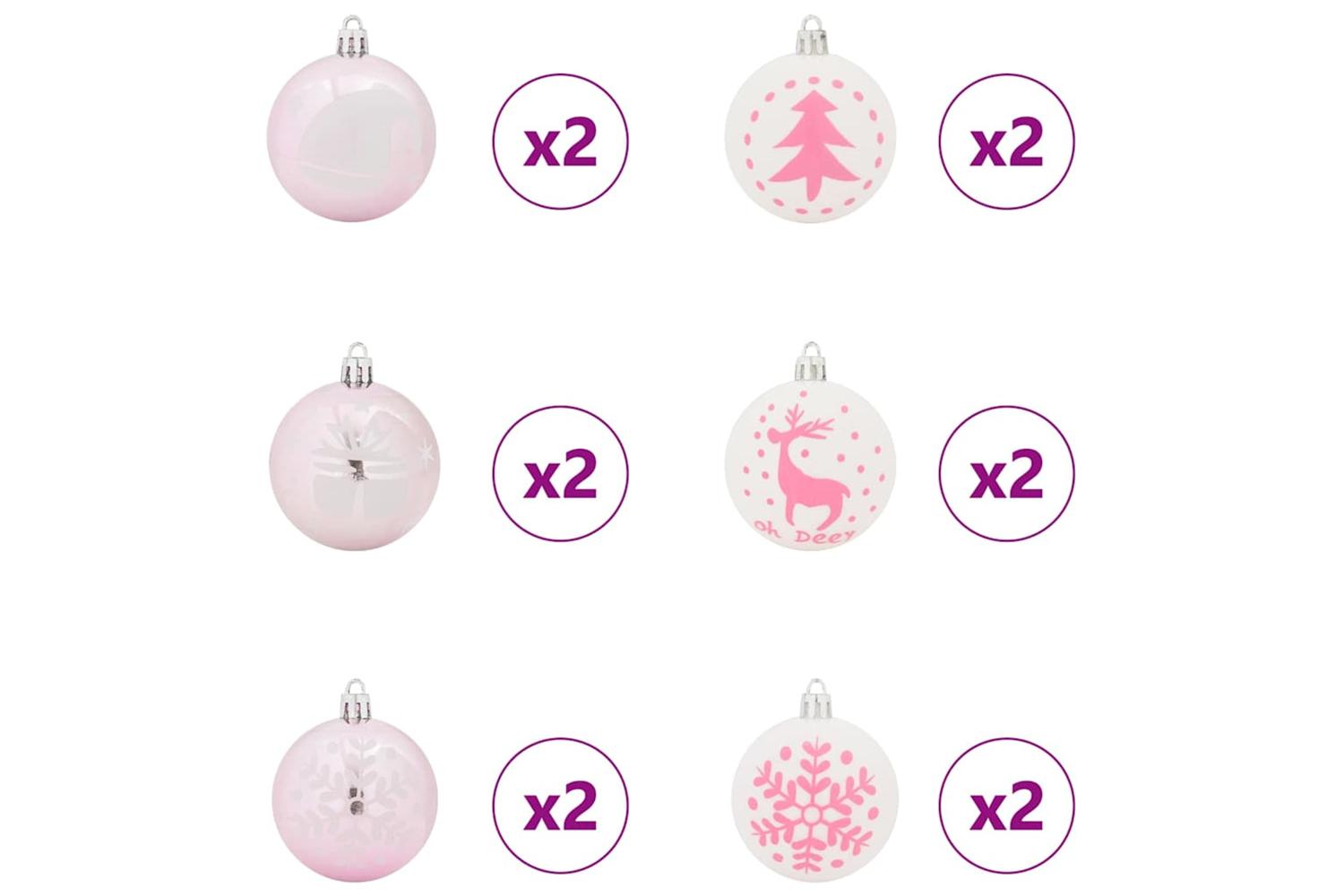 Vidaxl Christmas Bauble Set 40 Pcs White And Pink-4