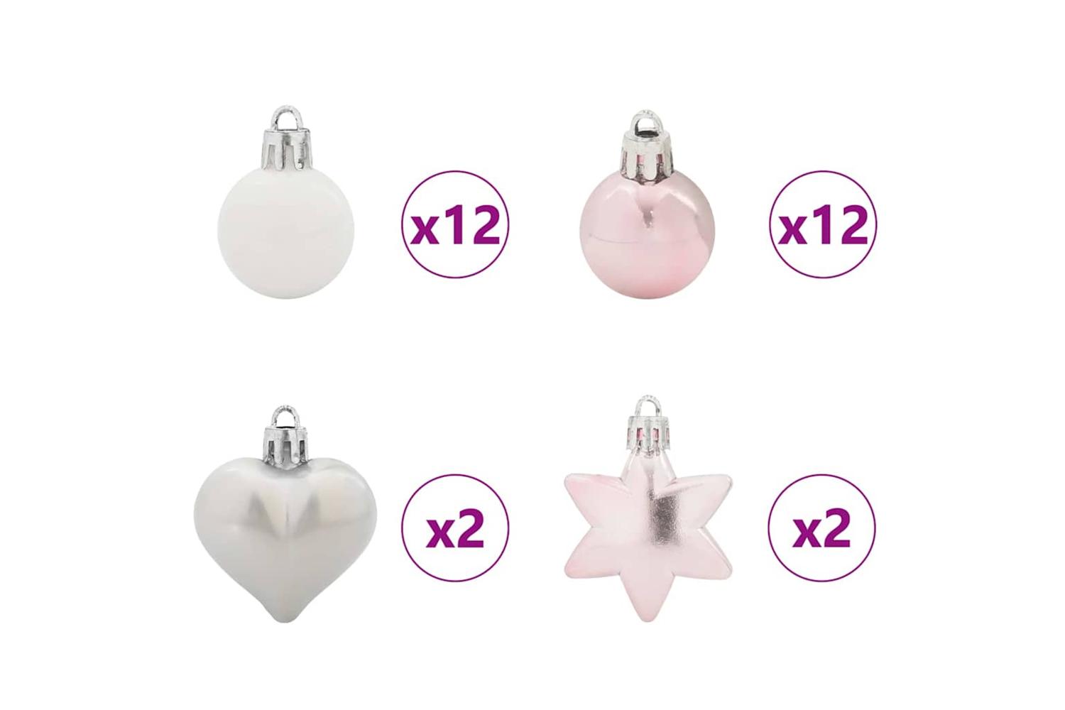Vidaxl Christmas Bauble Set 40 Pcs White And Pink-5