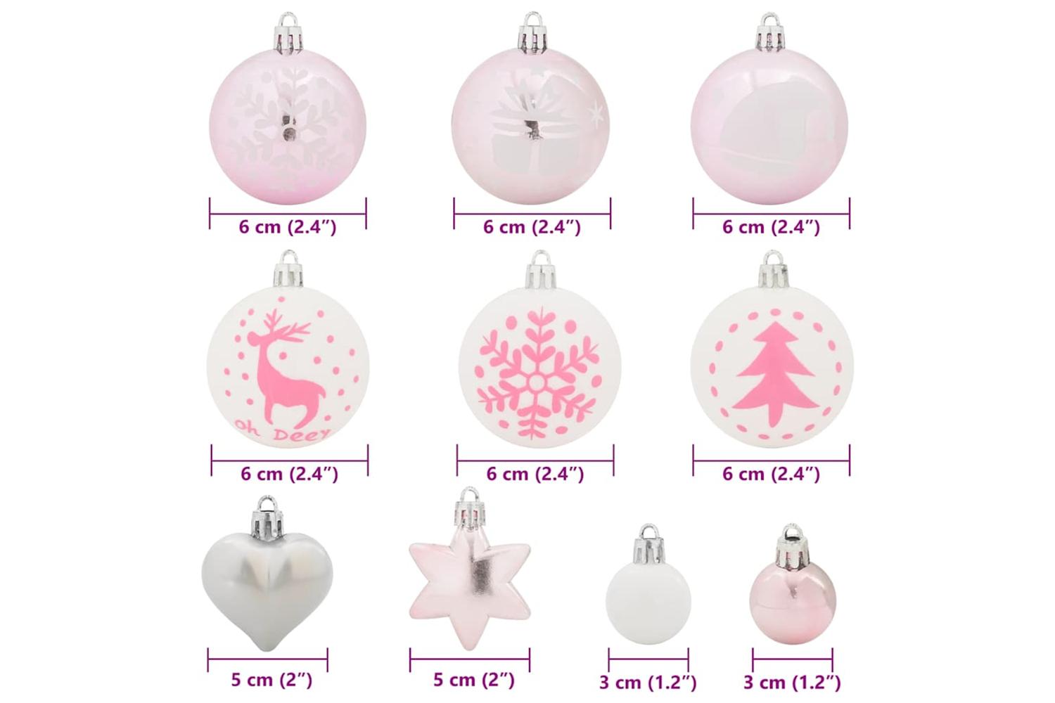 Vidaxl Christmas Bauble Set 40 Pcs White And Pink-7