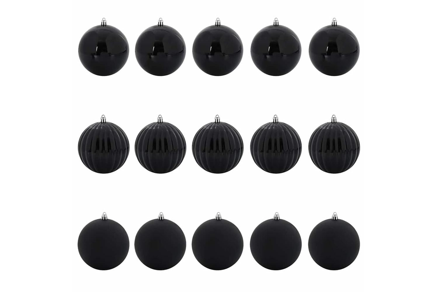 Vidaxl Christmas Bauble Set 15 Pcs Black-2
