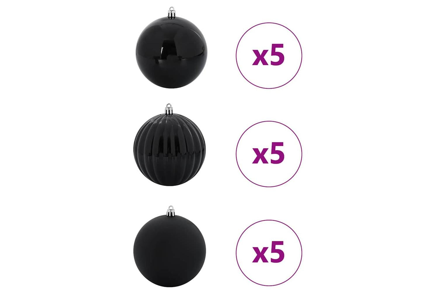 Vidaxl Christmas Bauble Set 15 Pcs Black-3