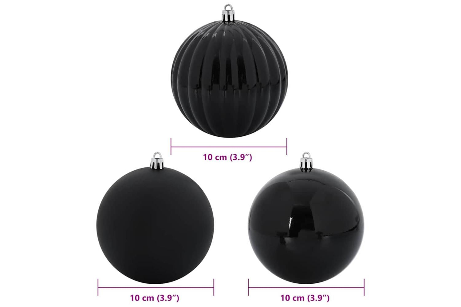 Vidaxl Christmas Bauble Set 15 Pcs Black-5