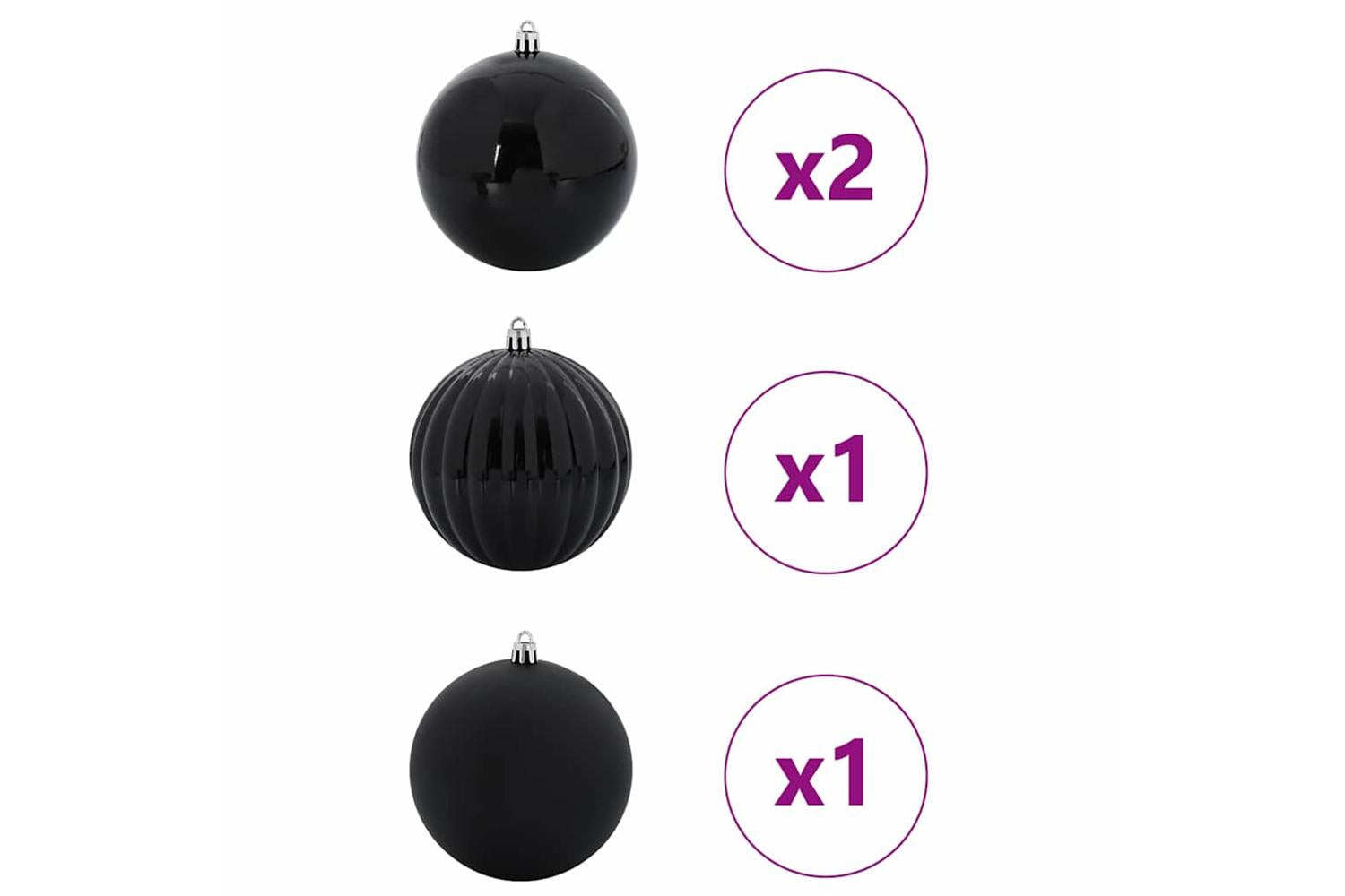 Vidaxl Christmas Bauble Set 4 Pcs Black-3