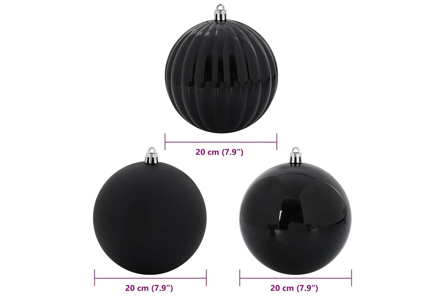 Vidaxl Christmas Bauble Set 4 Pcs Black-5
