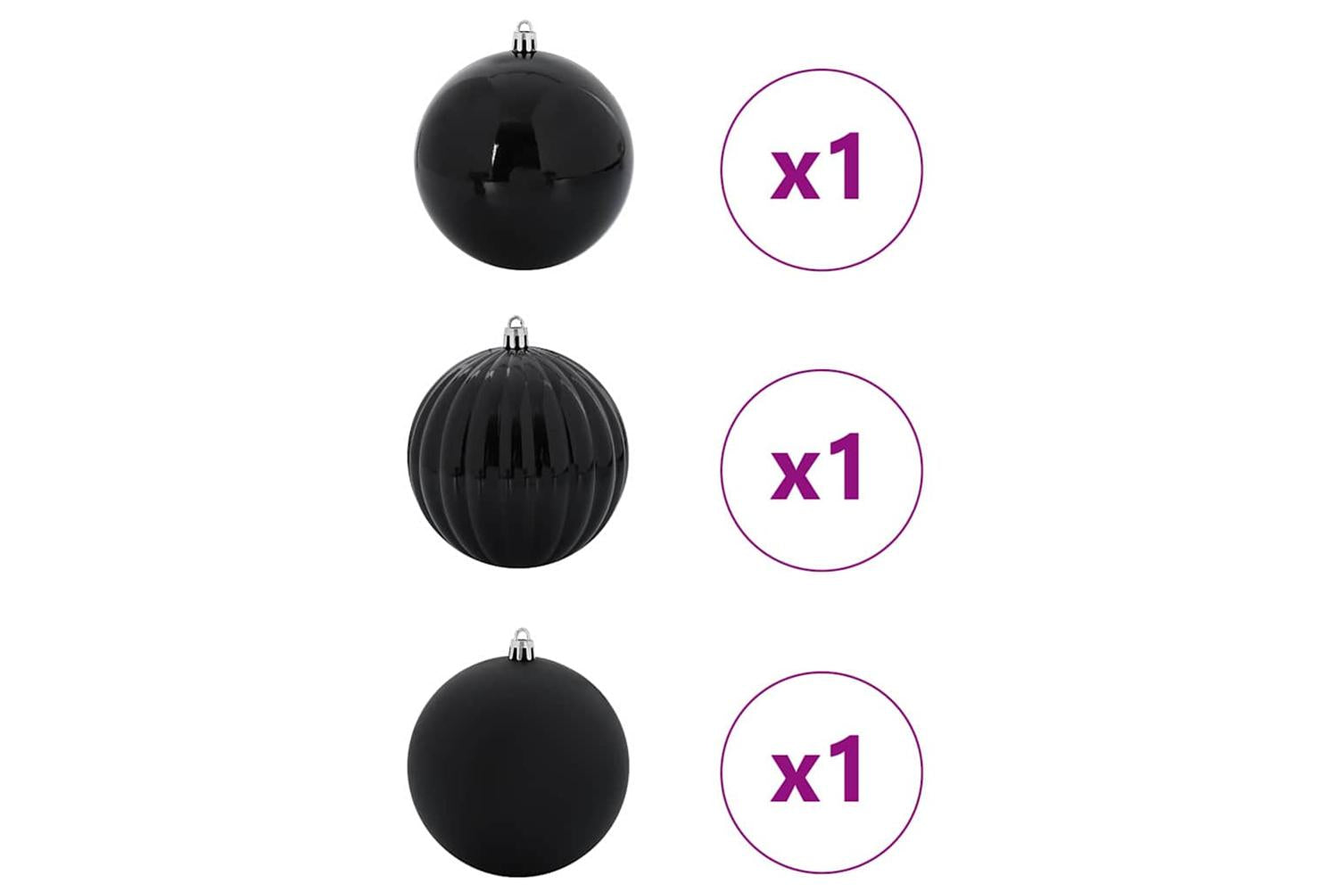 Vidaxl Christmas Bauble Set 3 Pcs Black-3