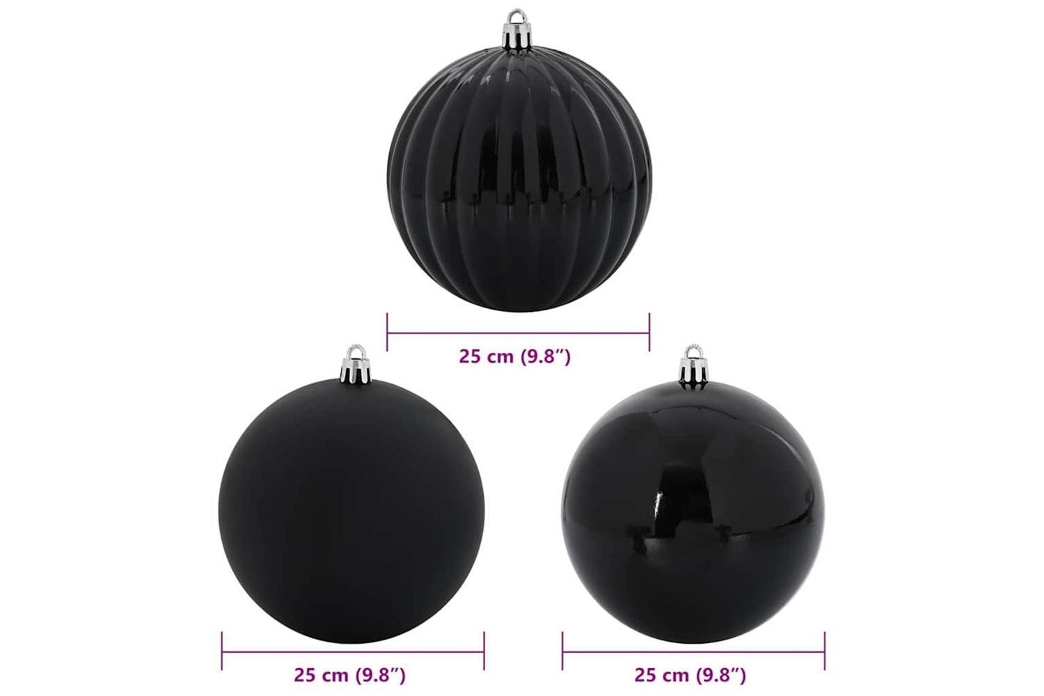 Vidaxl Christmas Bauble Set 3 Pcs Black-5