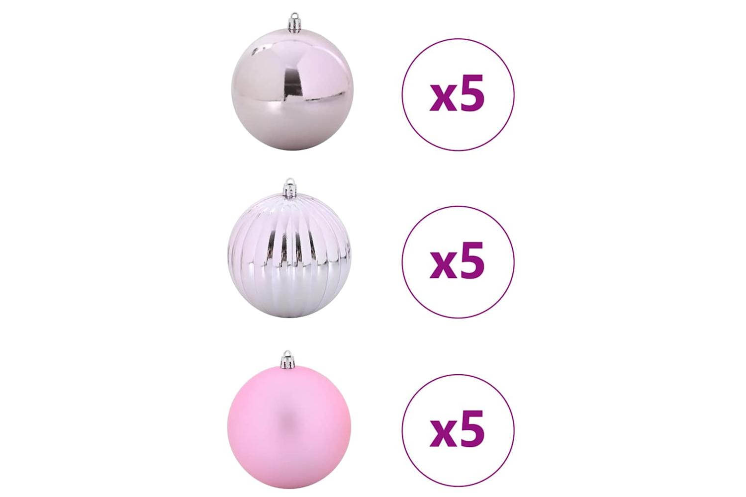 Vidaxl Christmas Bauble Set 15 Pcs Pink-3