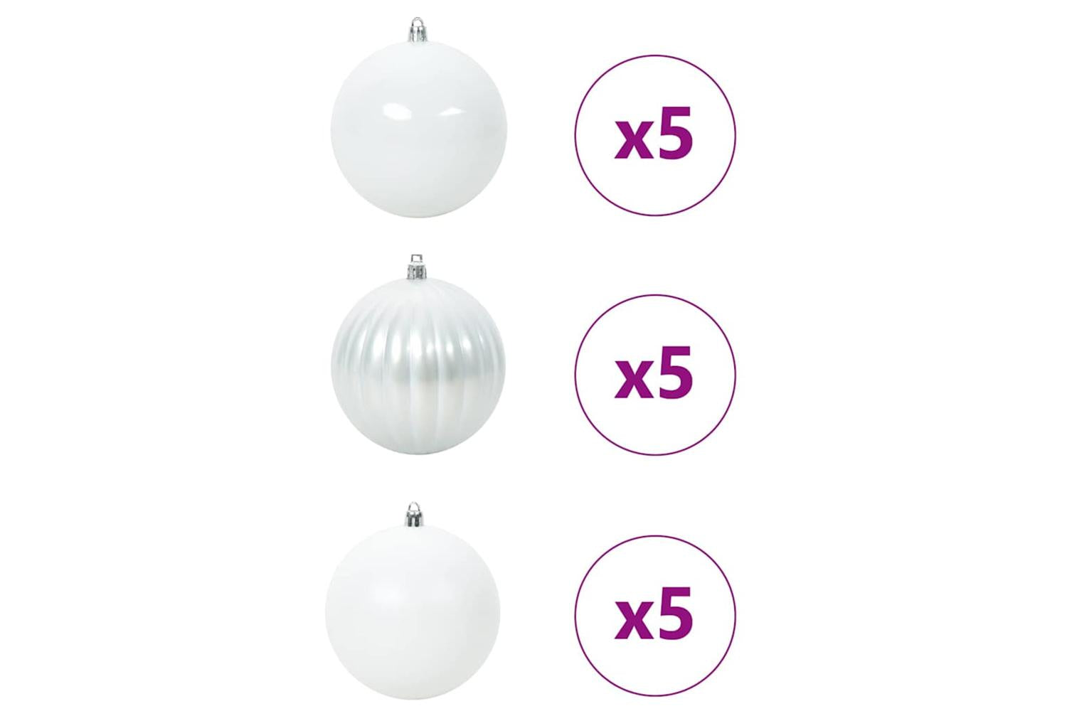 Vidaxl Christmas Bauble Set 15 Pcs White-3