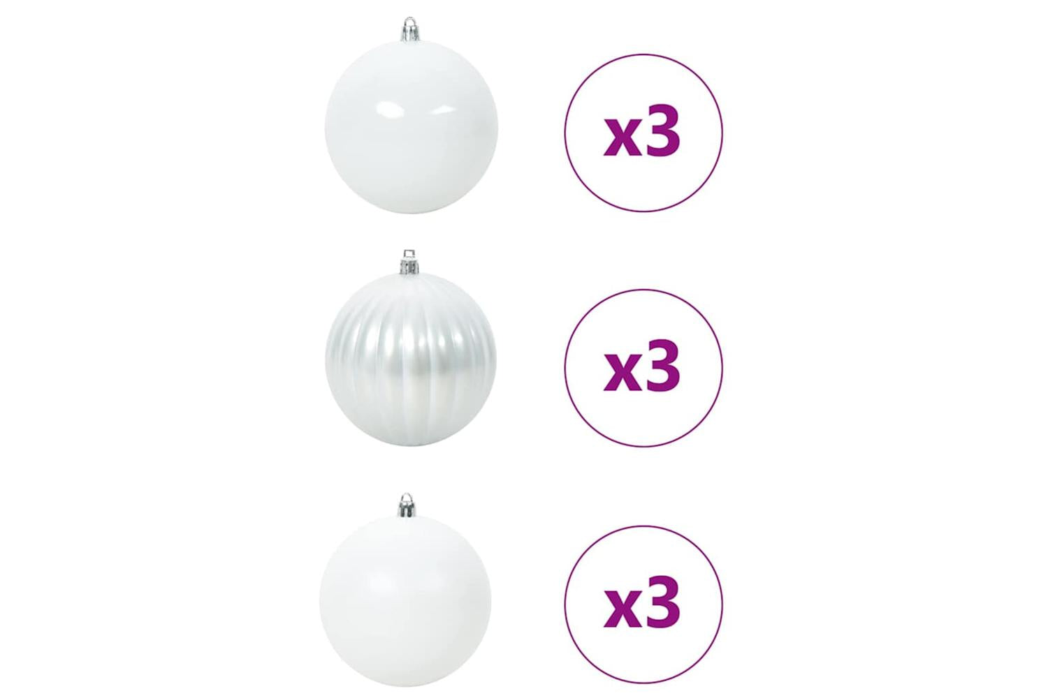 Vidaxl Christmas Bauble Set 9 Pcs White-3